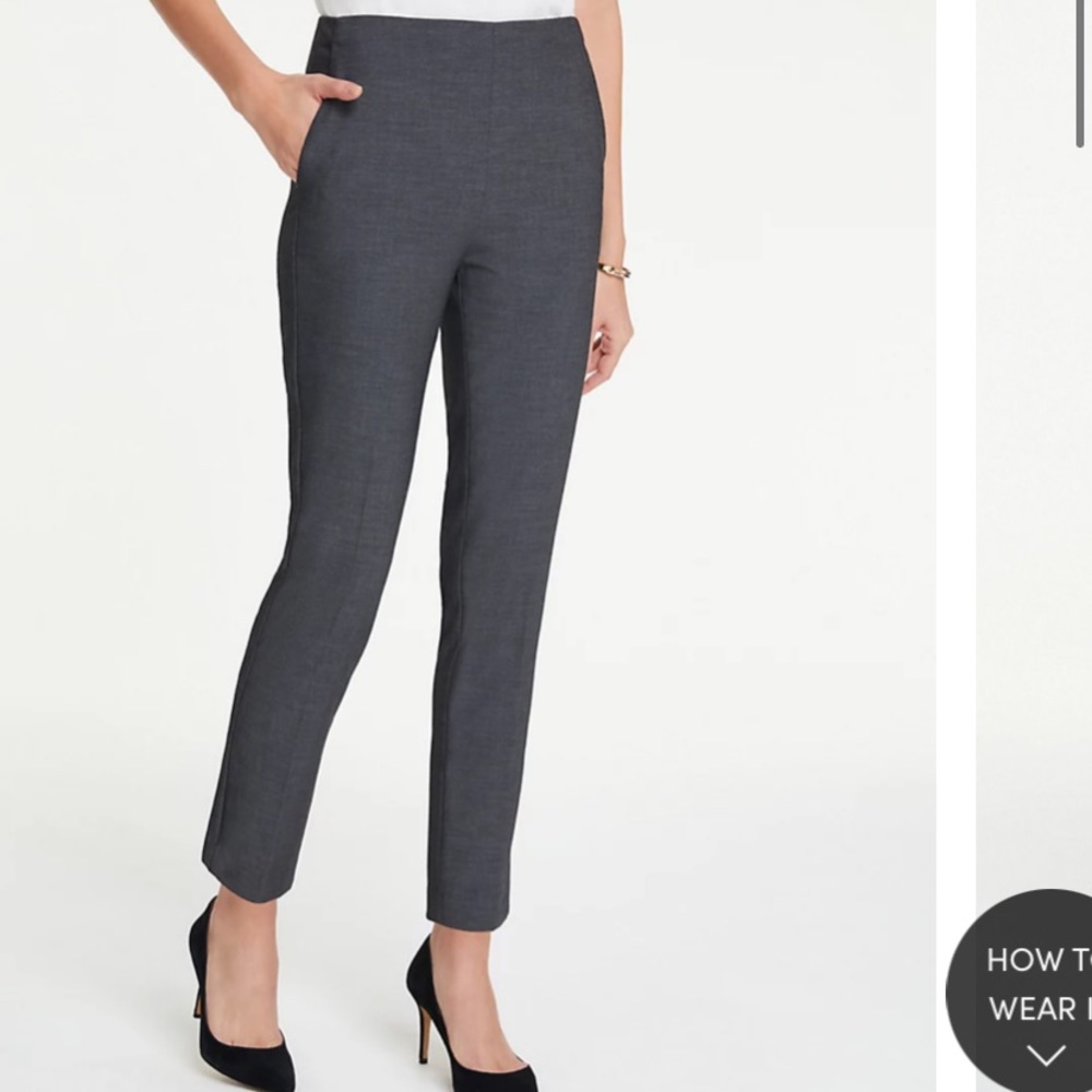 Ann Taylor Bi-Stretch Side Zip Ankle Pants - Grey